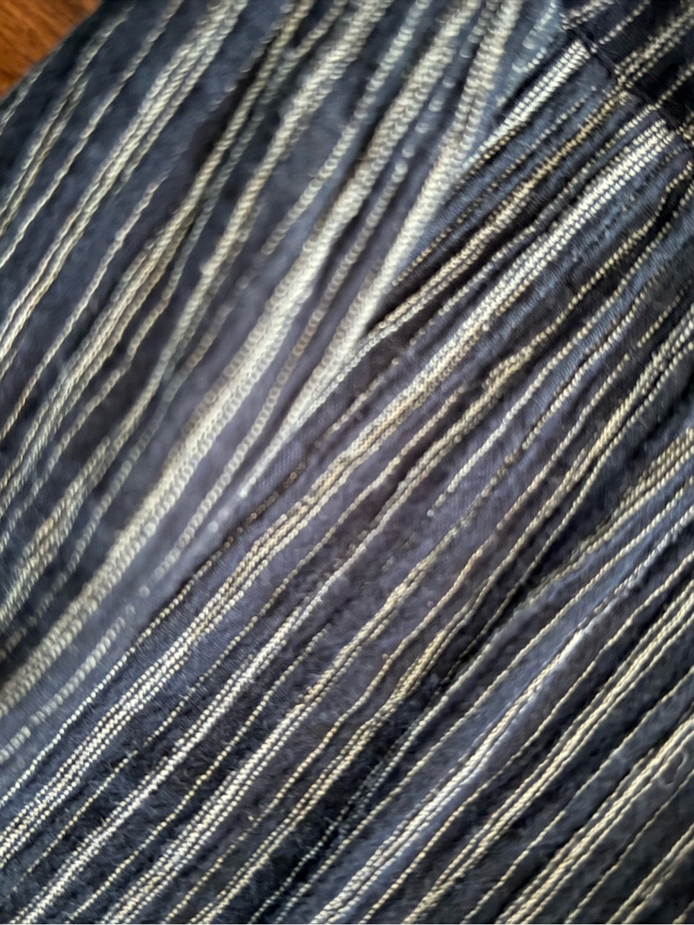 TOAST Crinkle Striped Navy V-Neck Dress - Picture 10 of 10